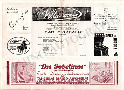 Casals, Pablo - Concert Program Teatro Colon 1937