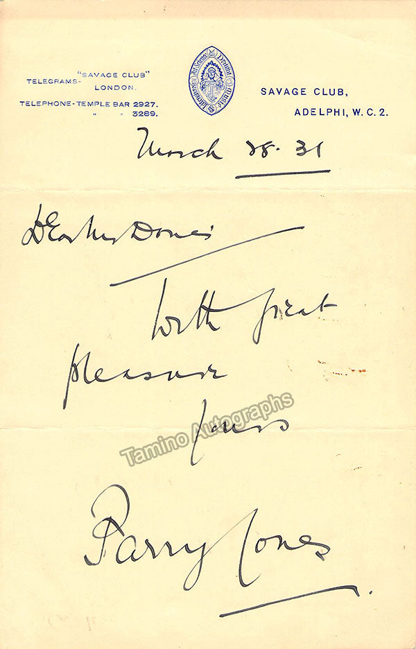 Jones, Parry - Autograph Note Signed – Tamino