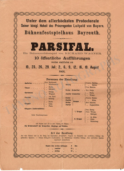 Bayreuth Festival - Parsifal Playbill 1891