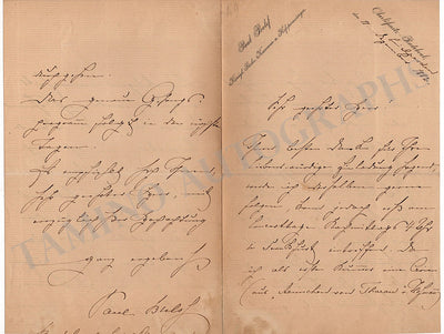 Bulss, Paul - Autograph Letter Signed 1882