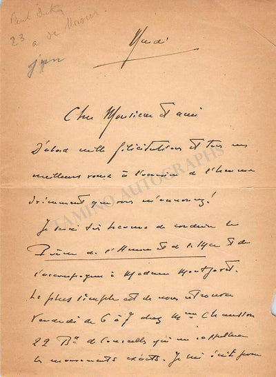 Dukas, Paul - Autograph Letter Signed