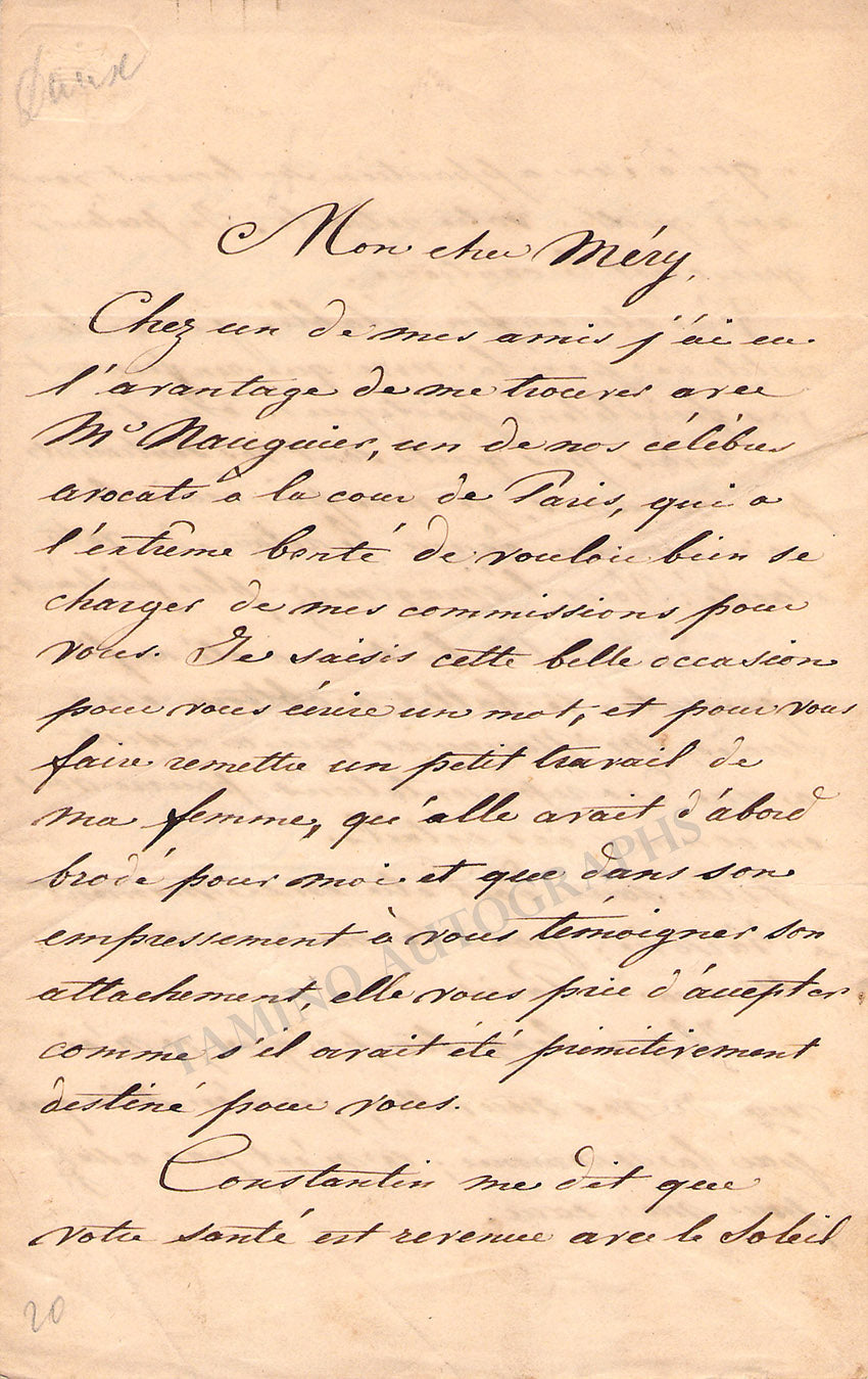 Taglioni, Paul - Autograph Letter Signed 1838