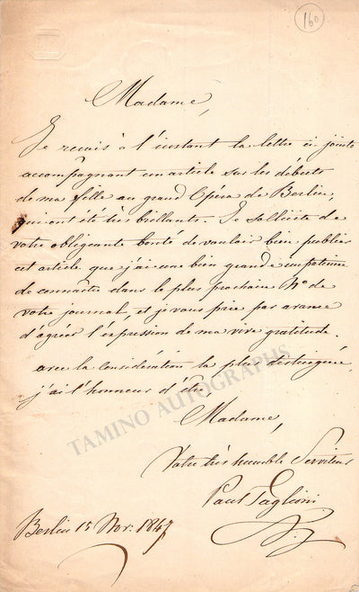 Taglioni, Paul - Autograph Letter Signed 1847