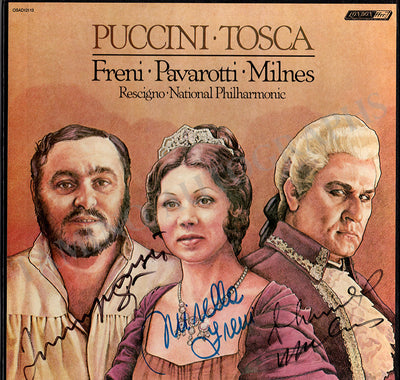 Pavarotti, Luciano - Freni, Mirella - Milnes, Sherrill - Signed LP Record "Tosca"