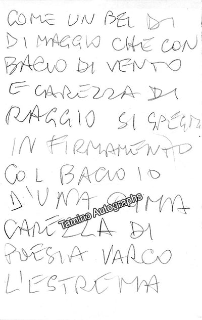 Pavarotti, Luciano - Handwritten Album Page/Crib Sheet with Quote from Andrea Chenier