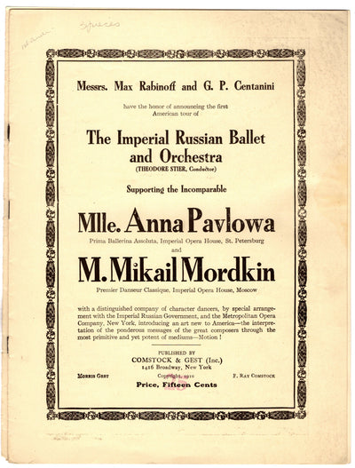 Pavlova, Anna - Performance Booklet 1910
