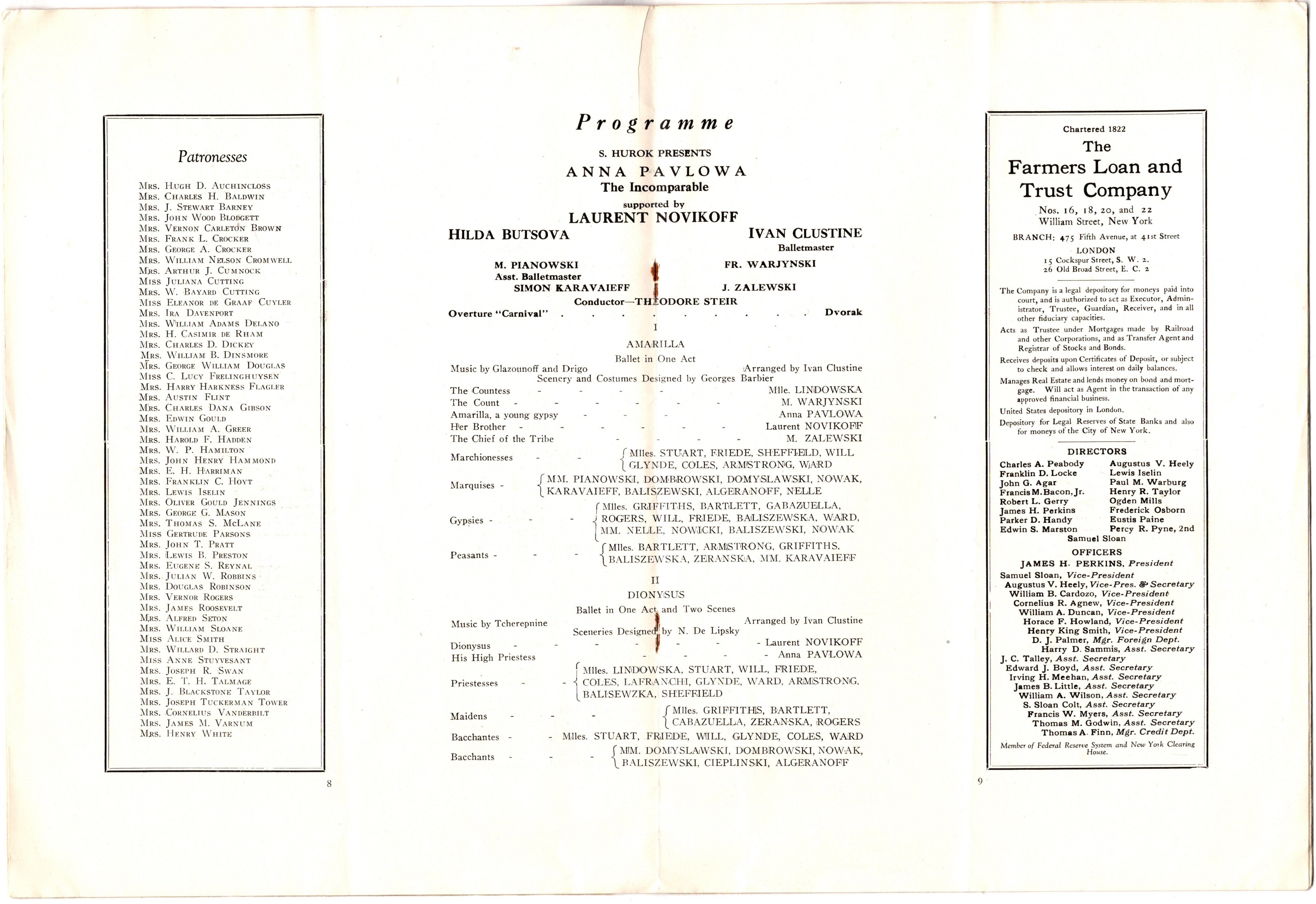 Sample Program For Opera Performance Anna Pavlova Performance Program Met Opera 1920s