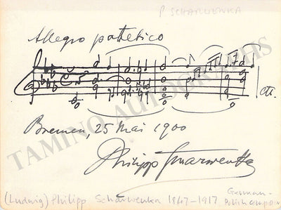 Scharwenka, Ludwig Philipp - Autograph Music Quote Signed 1900