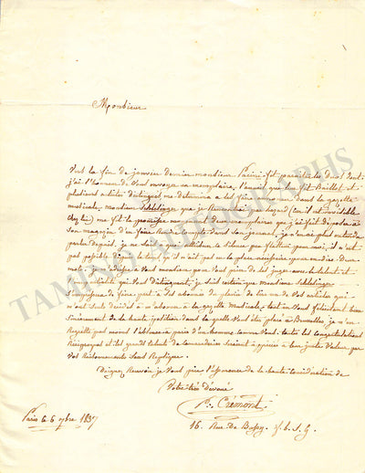 Cremont, Pierre - Autograph Letter Signed 1837