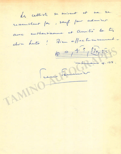 Fournier, Pierre - Autograph Music Quote Signed