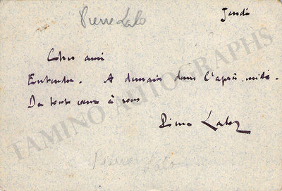 Lalo, Pierre - Autograph Note Signed