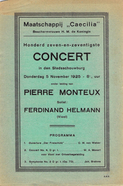 Monteux, Pierre - Unsigned Concert Programs (Various Options)