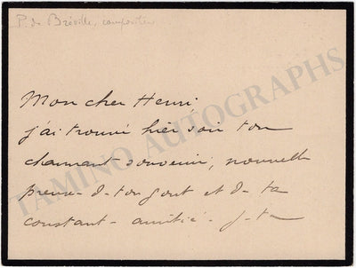 De Breville, Pierre - Autograph Note Signed
