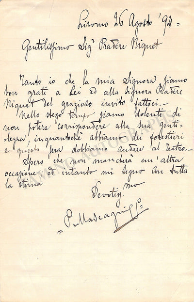 Mascagni, Pietro - Autograph Manuscripts (Various Options)