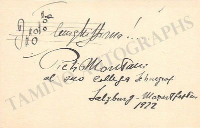 Montani, Pietro - Autograph Music Quote Signed 1922