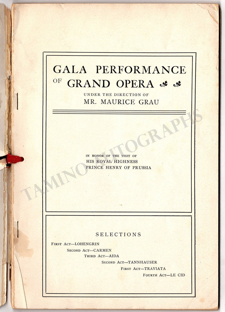 Metropolitan Opera Prince Henry of Prussia Gala Program 1902 – Tamino