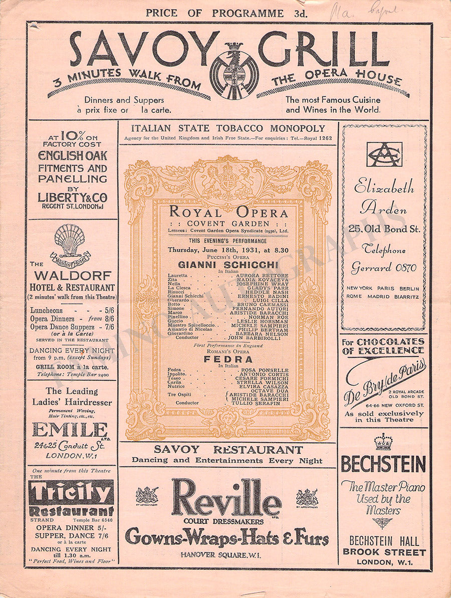 Royal Opera House Covent Garden Opera Programs 1925-1937 – Tamino
