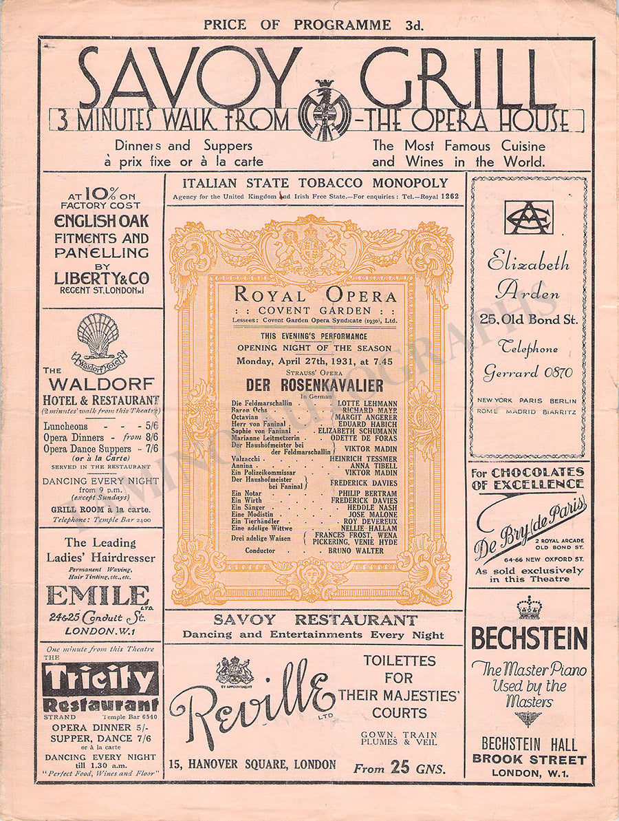 Royal Opera House Covent Garden Opera Programs 1925-1937 – Tamino