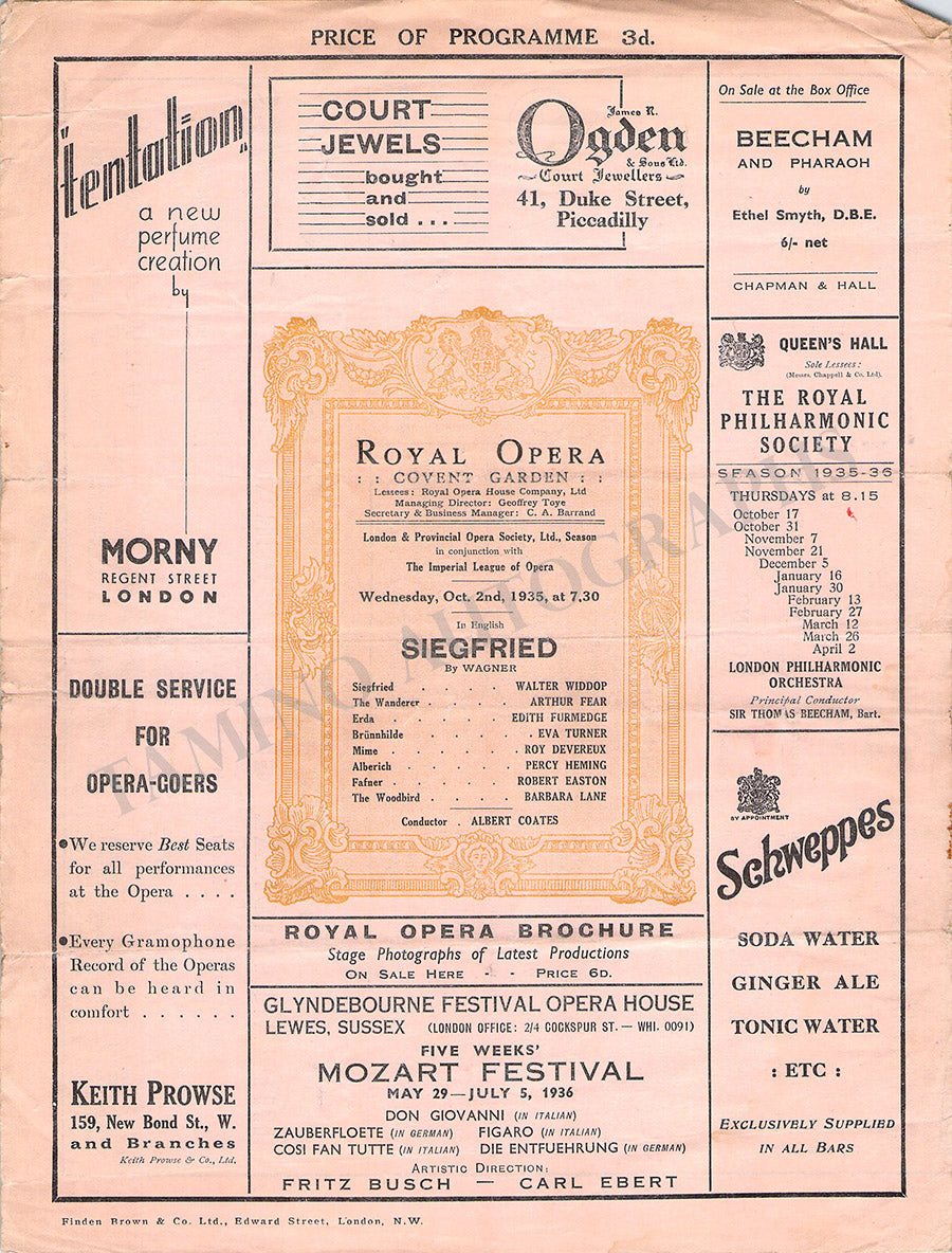Royal Opera House Covent Garden Opera Programs 1925-1937 – Tamino
