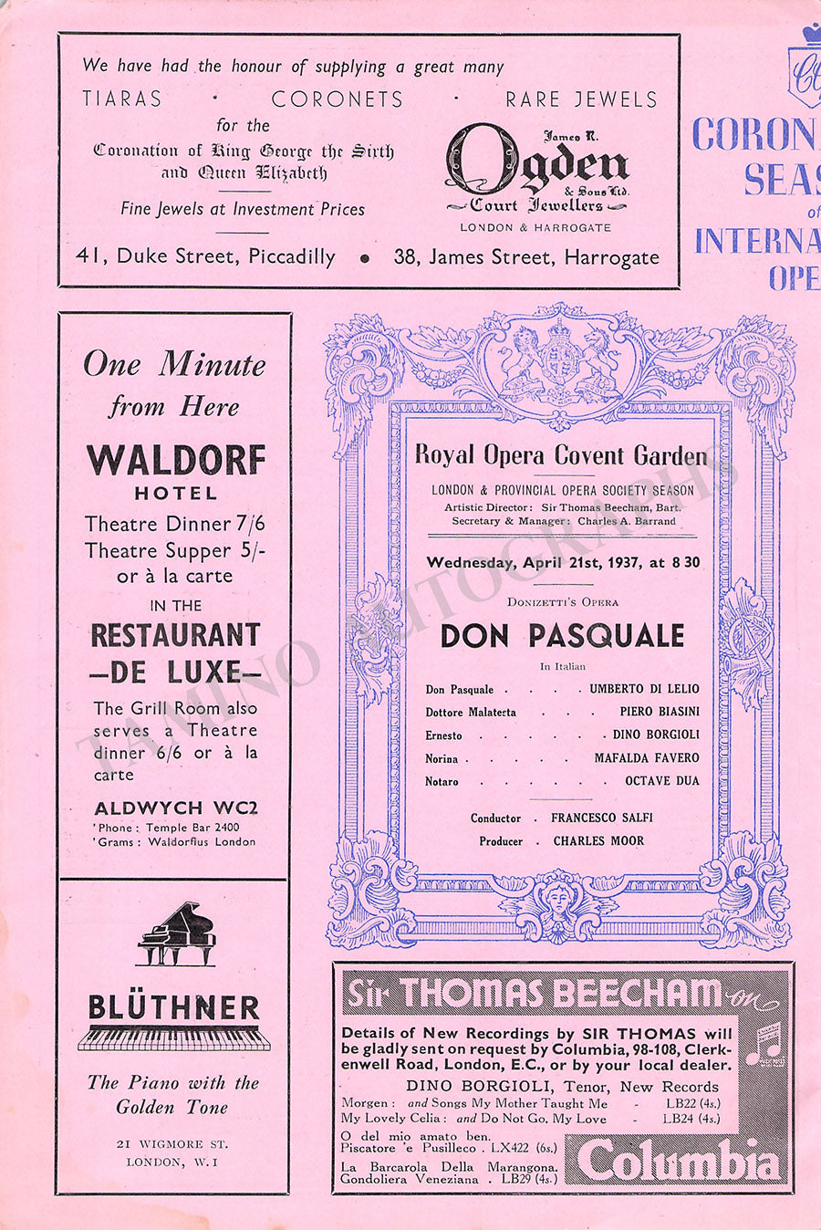 Royal Opera House Covent Garden Opera Programs 1925-1937 – Tamino