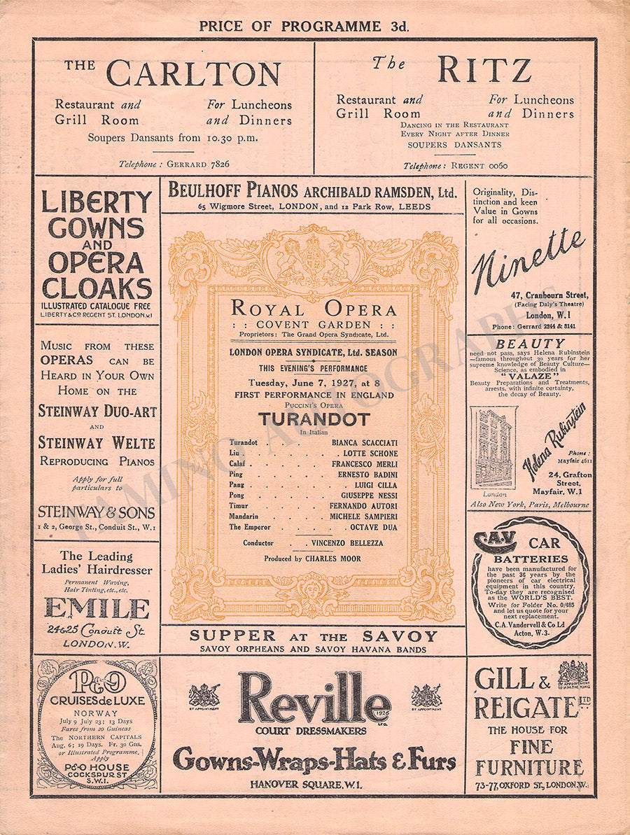 Royal Opera House Covent Garden Opera Programs 1925-1937 – Tamino