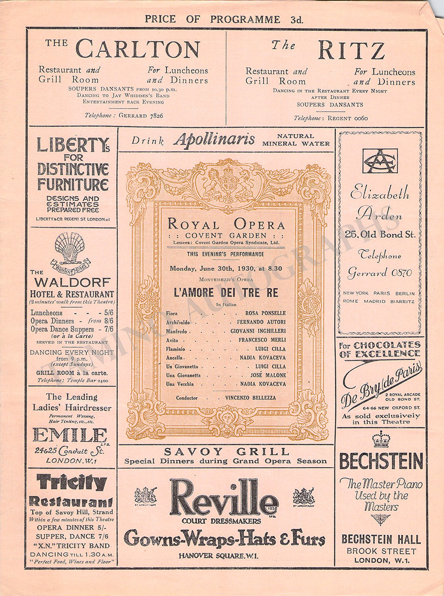 Royal Opera House Covent Garden Opera Programs 1925-1937 – Tamino