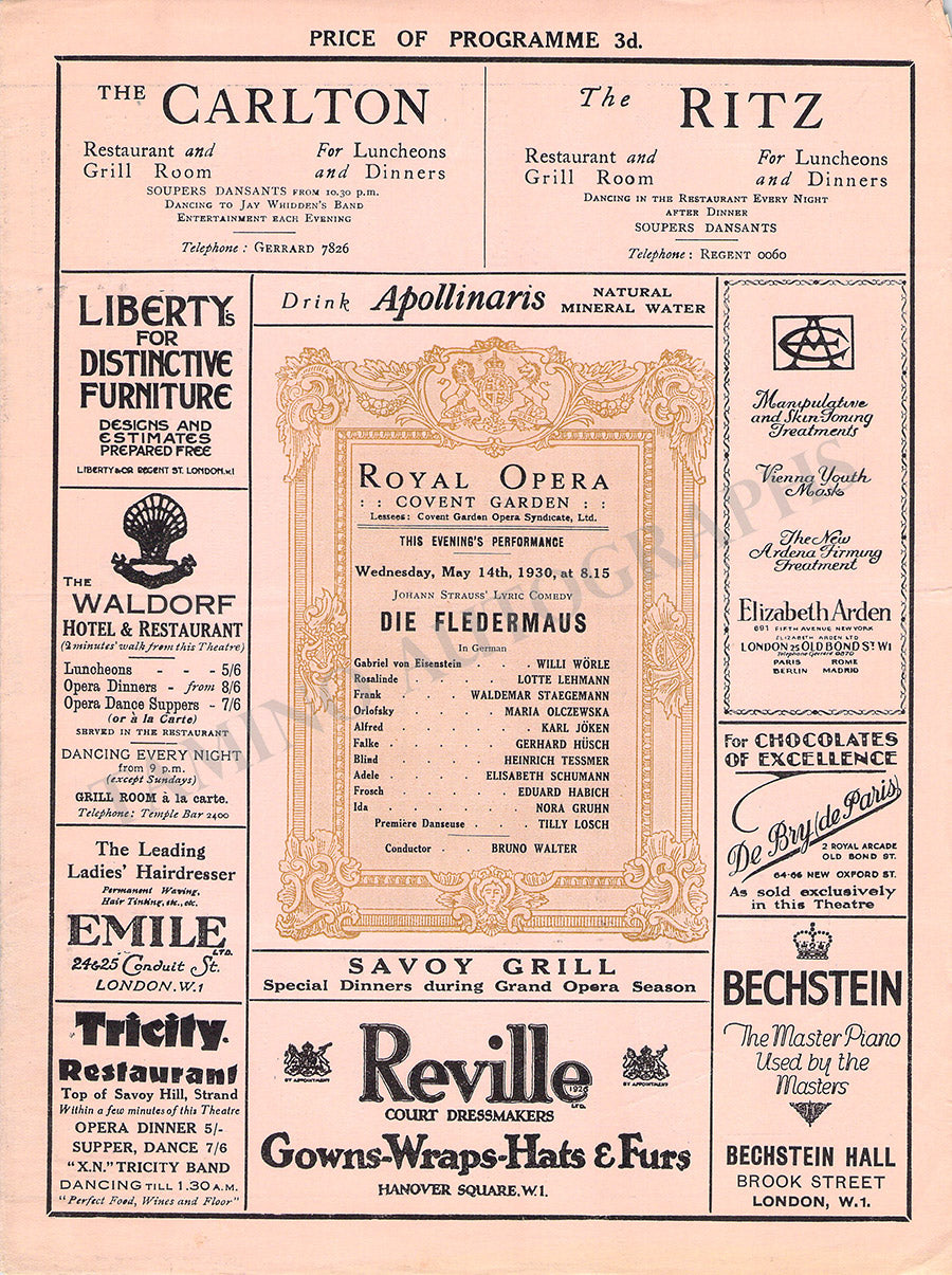 Royal Opera House Covent Garden Opera Programs 1925-1937 – Tamino