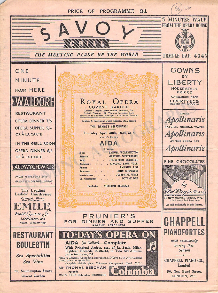 Royal Opera House Covent Garden Opera Programs 1925-1937 – Tamino