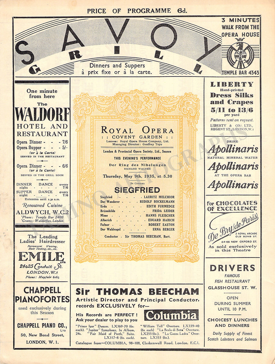 Royal Opera House Covent Garden Opera Programs 1925-1937 – Tamino