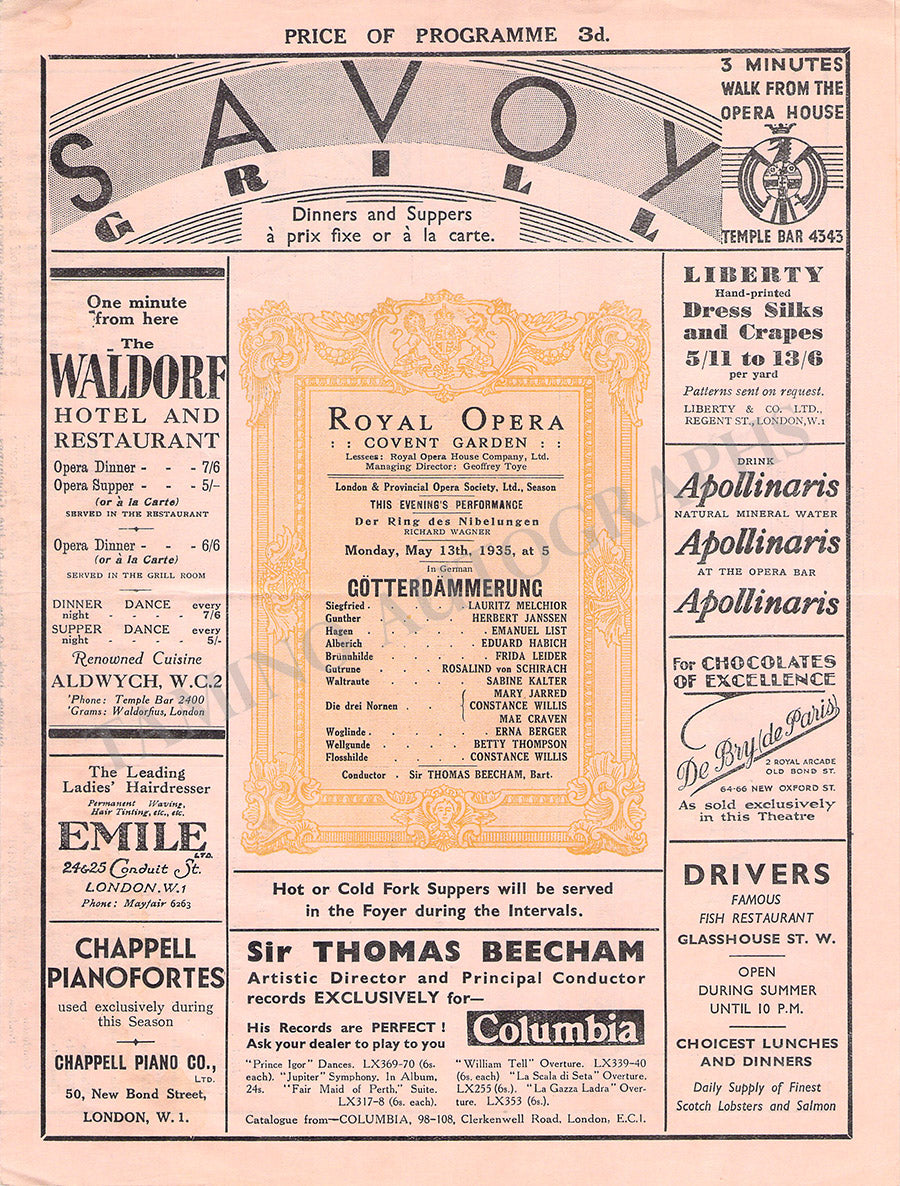 Royal Opera House Covent Garden Opera Programs 1925-1937 – Tamino