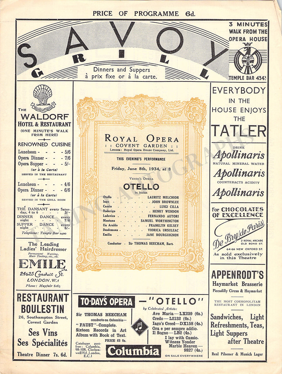 Royal Opera House Covent Garden Opera Programs 1925-1937 – Tamino