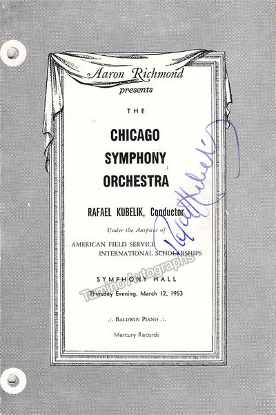 Kubelik, Rafael - Signed Program Chicago Symphony 1953