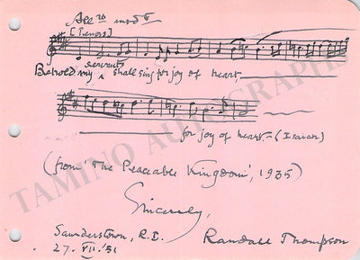 Composers - Autograph Music Quotes Signed (Various Options) R-U