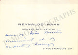 Hahn, Reynaldo - Autograph Note Signed & Photo