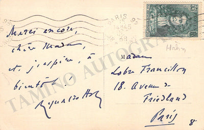 Hahn, Reynaldo - Autograph Note Signed & Photo