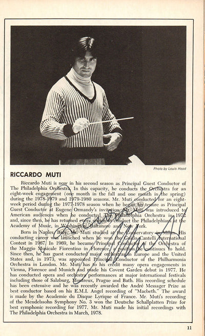 Muti, Riccardo - Signed Program Philadelphia 1978