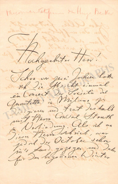 Sahla, Richard - Autograph Letter Signed 1895