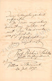 Sahla, Richard - Autograph Letter Signed 1895