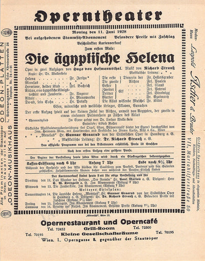 Vienna 1928 (Die agyptische Helena)