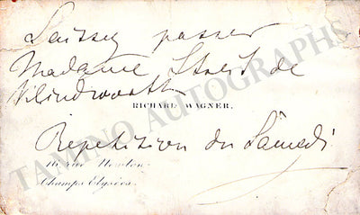 Wagner, Richard - Autograph Visiting Card