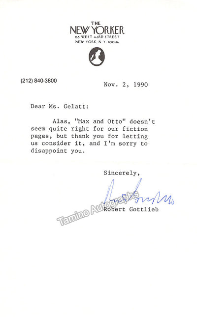 Gottlieb, Robert - Typed Note Signed
