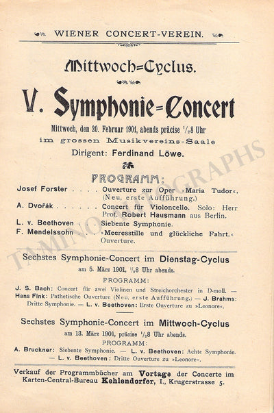 Hausmann, Robert - Concert Program Vienna 1901