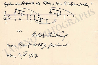 Leukauf, Robert - Autograph Music Quote Signed 1957