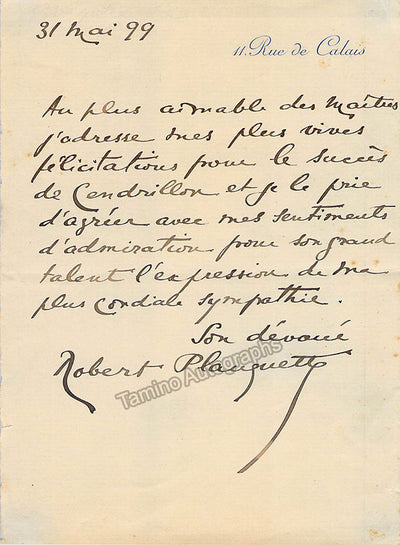 Planquette, Robert - Autograph Letters Signed 1896 & 1899