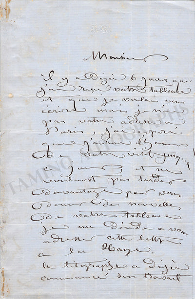 Bonheur, Rosa - Autograph Letter Signed 1856