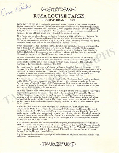 Parks, Rosa - Signed Printed Article