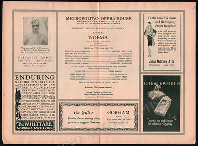 Ponselle, Rosa - Program Norma Met Debut 1927