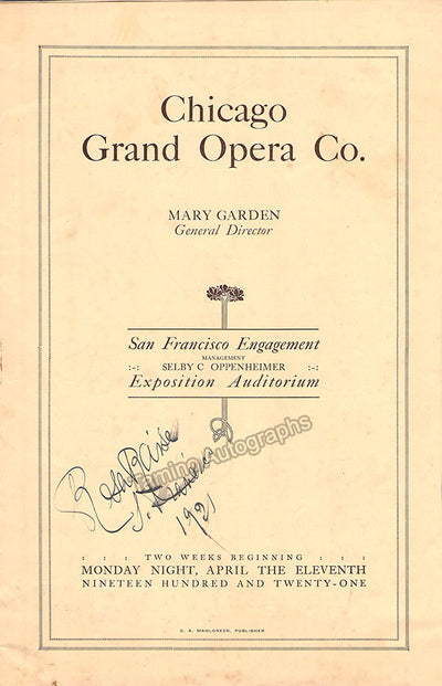 Raisa, Rosa - Signed Program Page San Francisco 1921