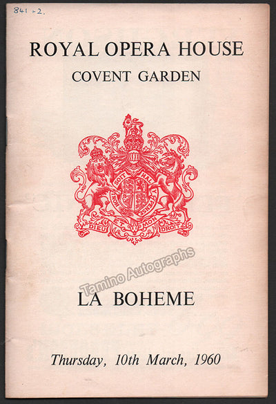 Carteri, Rosana - Collier, Marie - Signed Program La Boheme 1960 ROH