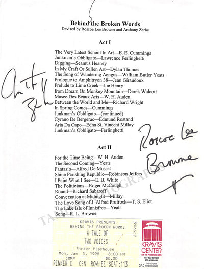 Browne, Roscoe Lee - Zerbe, Anthony - Signed Playbill